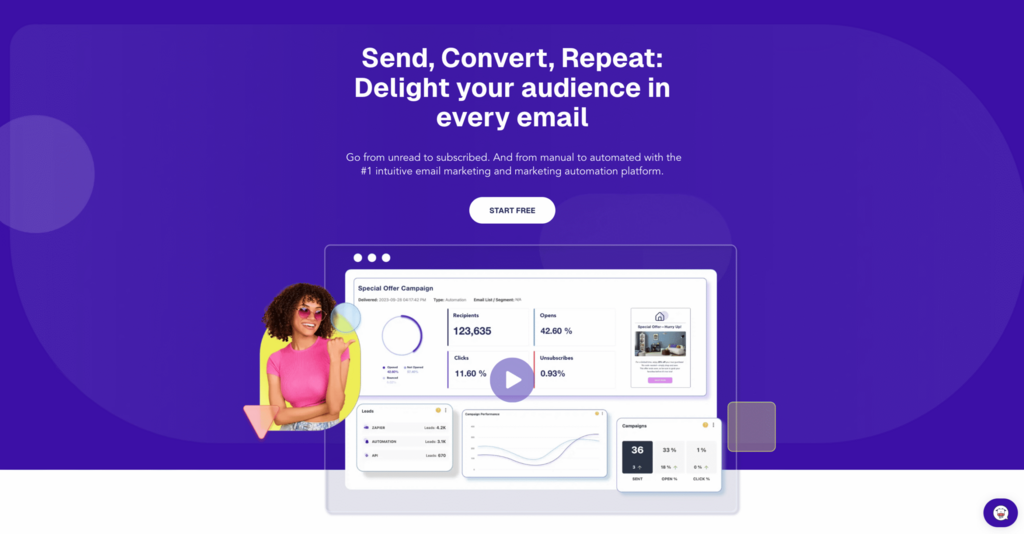 Sitio web de Moosend