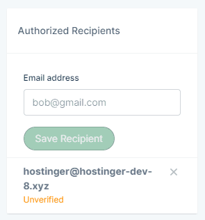 &Aacute;rea de destinatarios autorizados de Mailgun