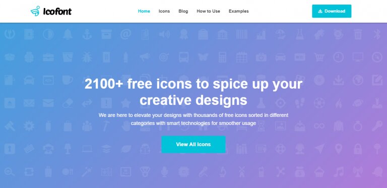 La p&aacute;gina de inicio de IcoFont
