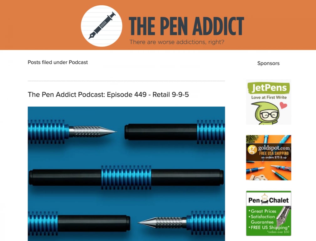 P&aacute;gina de inicio de The Pen Addict