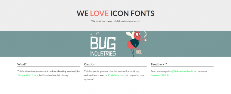 La p&aacute;gina de inicio del sitio de la p&aacute;gina de inicio de We Love Icon Fonts