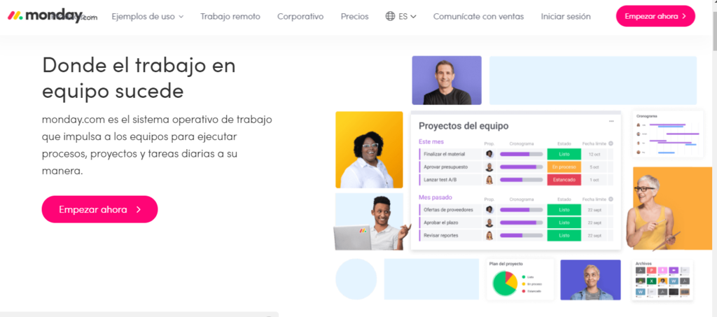 pagina de inicio de monday