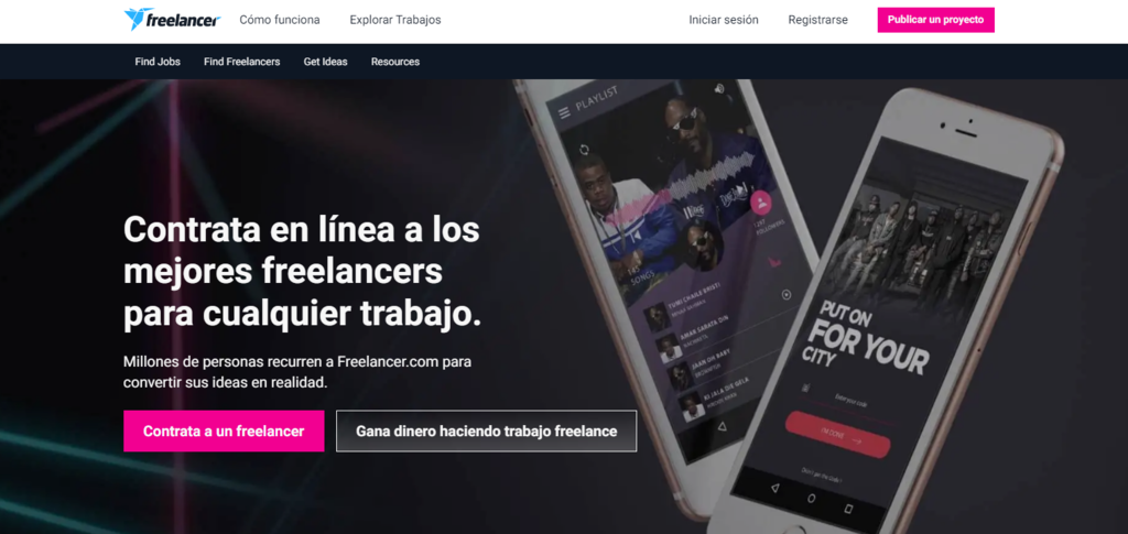 P&aacute;gina web de Freelancer