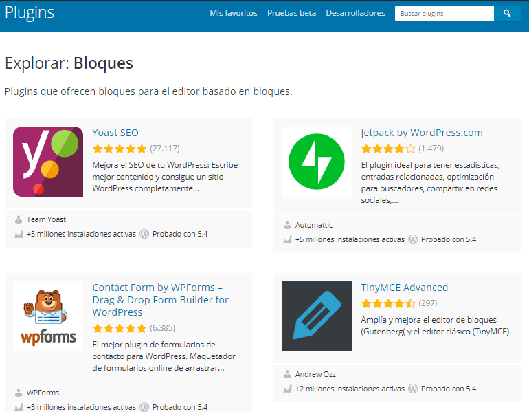 WordPress ofrece una gran biblioteca de plugins para todo tipo de tareas.