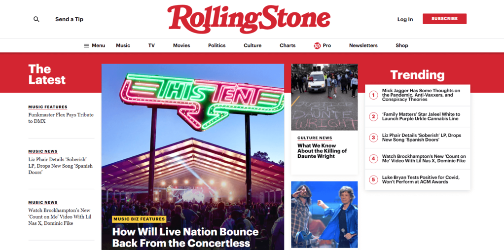 Ejemplo de dise&ntilde;o para escritorio en Rolling Stone