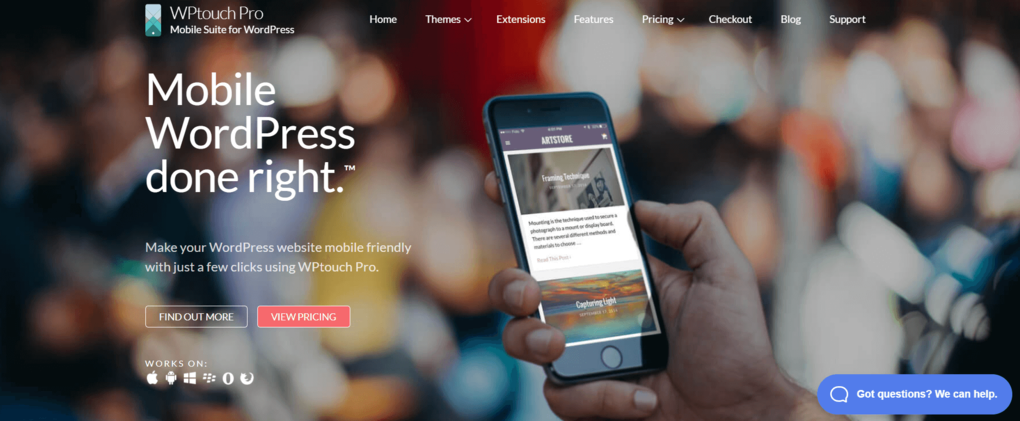 P&aacute;gina de inicio del plugin WPtouch Pro