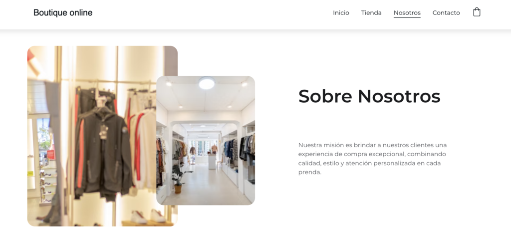 Ejemplo de página de nosotros de tienda de ropa online