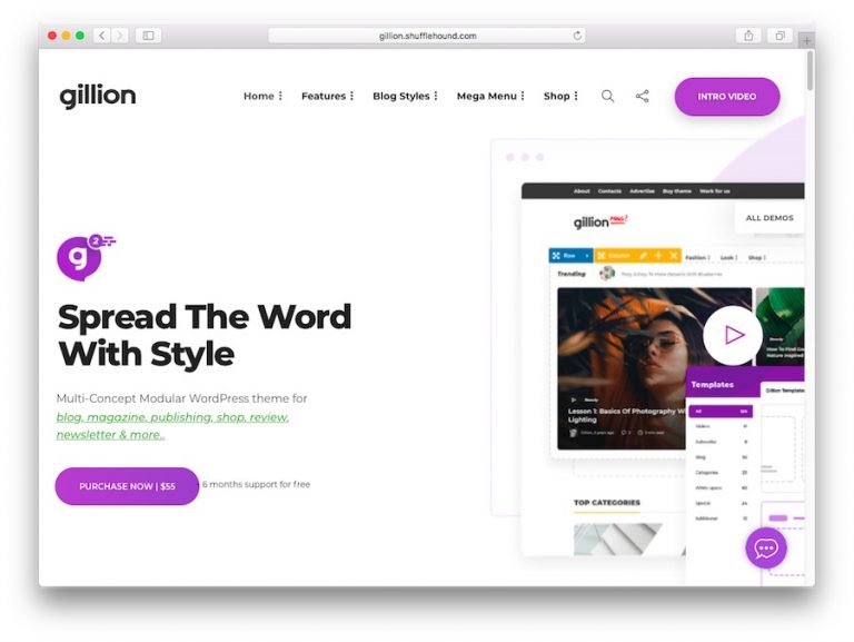 Demo del tema Gillion WordPress para blogs