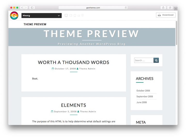 Demostraci&oacute;n del tema de Nisarg WordPress para blogs