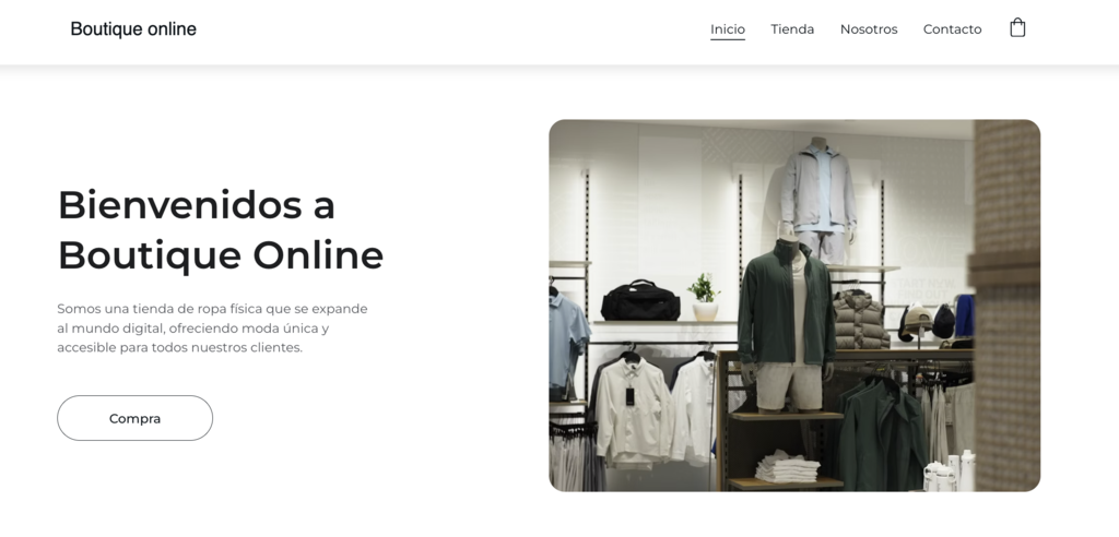 Ejemplo de página de inicio de tienda de ropa online