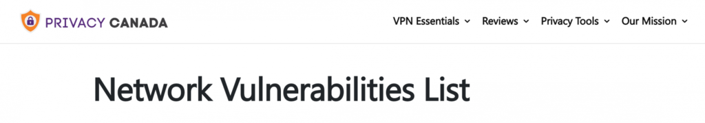 Lista de vulnerabilidades de red de Privacy Canada