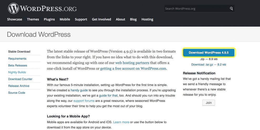 WordPress.org Descargar la p&aacute;gina de WordPress