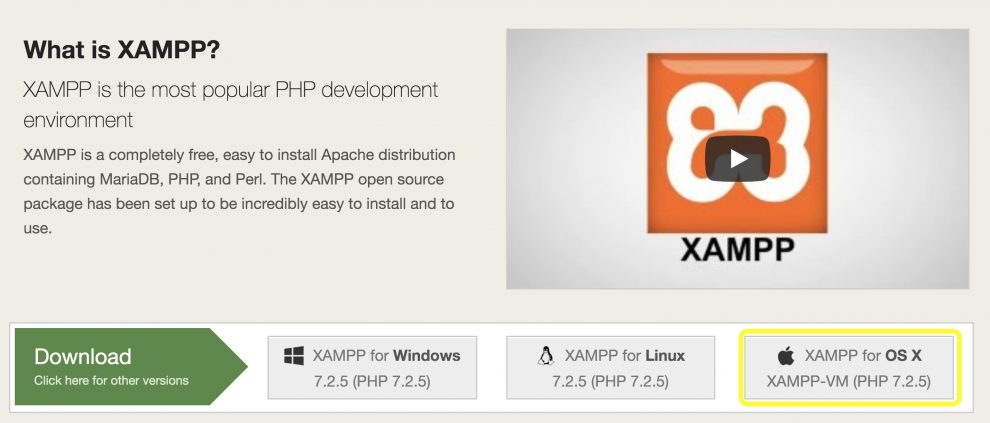 Bot&oacute;n de descarga de XAMPP Mac
