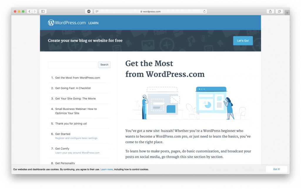 Sitio de lecciones oficiales de WordPress