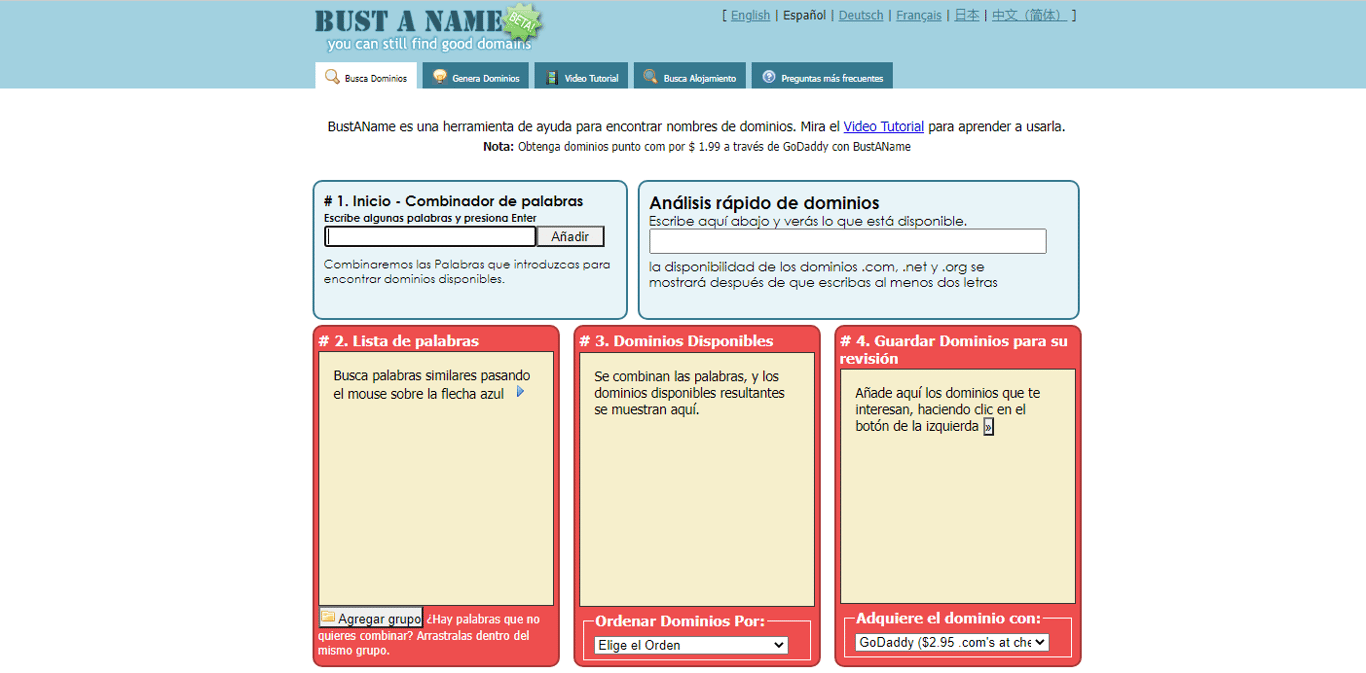 Sitio web de BustAName
