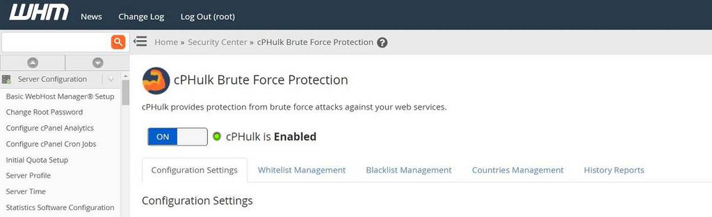 Protecci&oacute;n de cPHulk para todos los cPanels