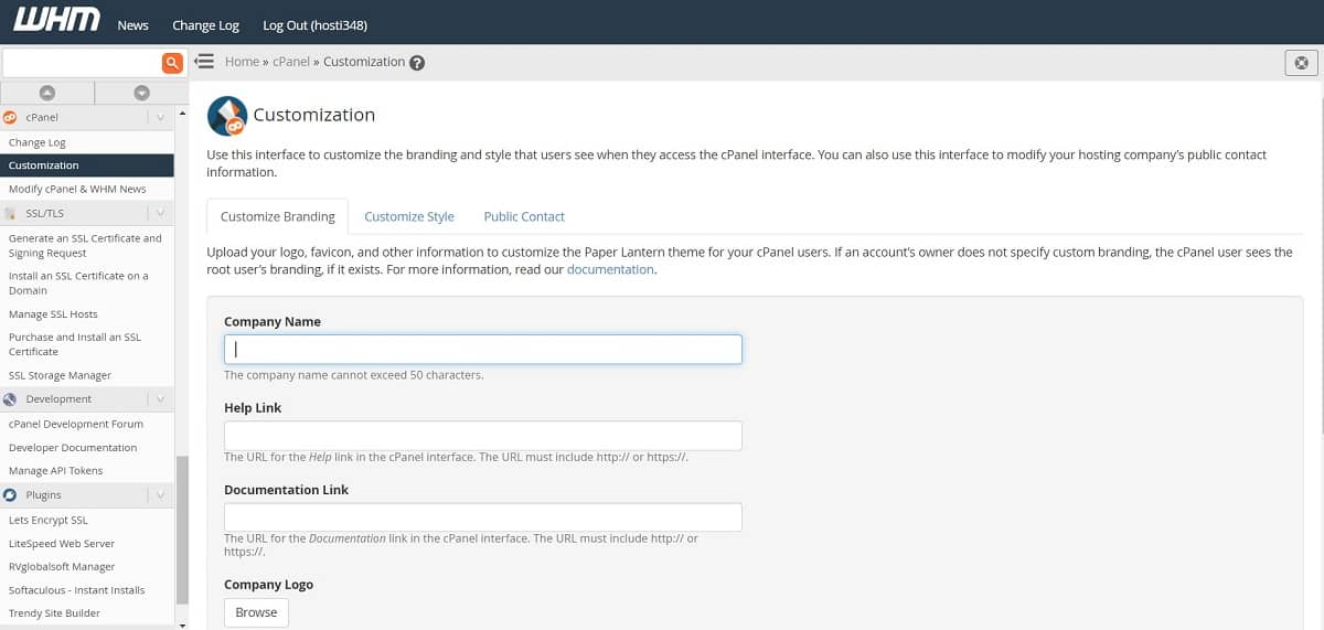 WHM le permite personalizar su marca de reventa.