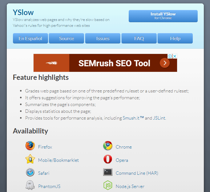 yslow speed test tool