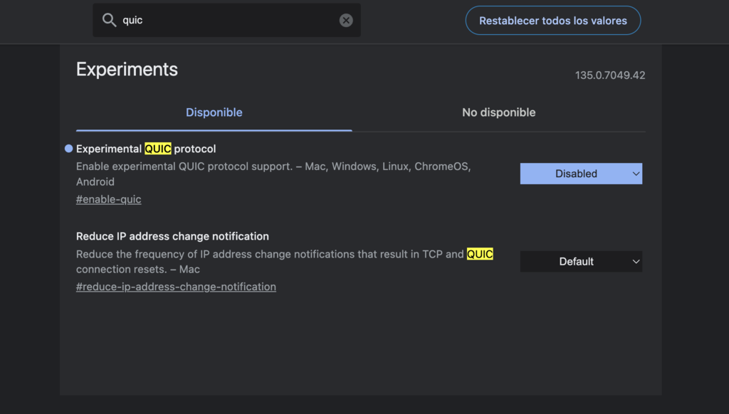 Sitio web de chrome://flags