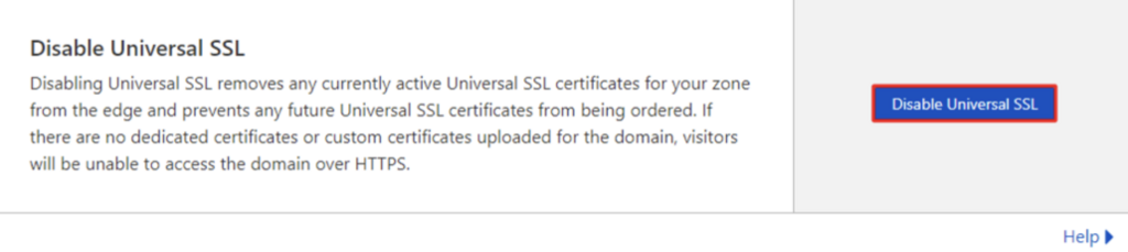 botón Desactivar SSL Universal