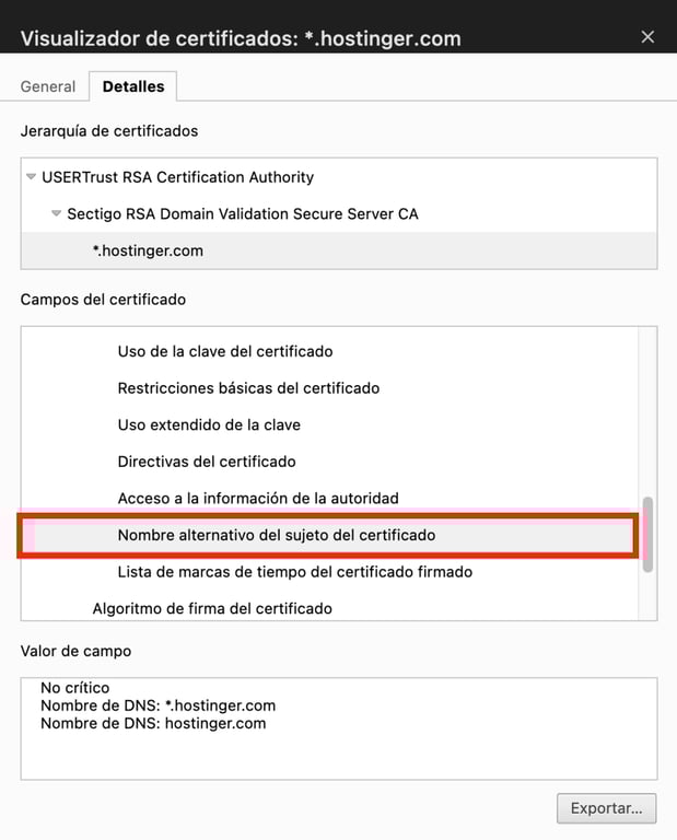 Visualizador de certificados de Google Chrome