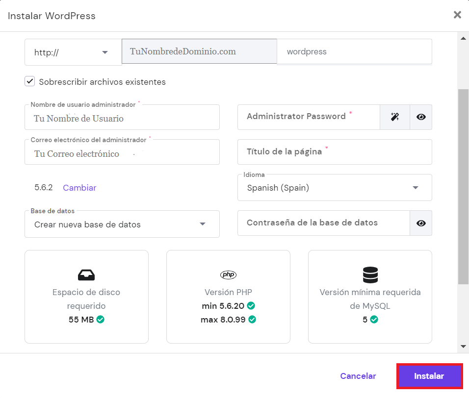 Instalación de WordPress