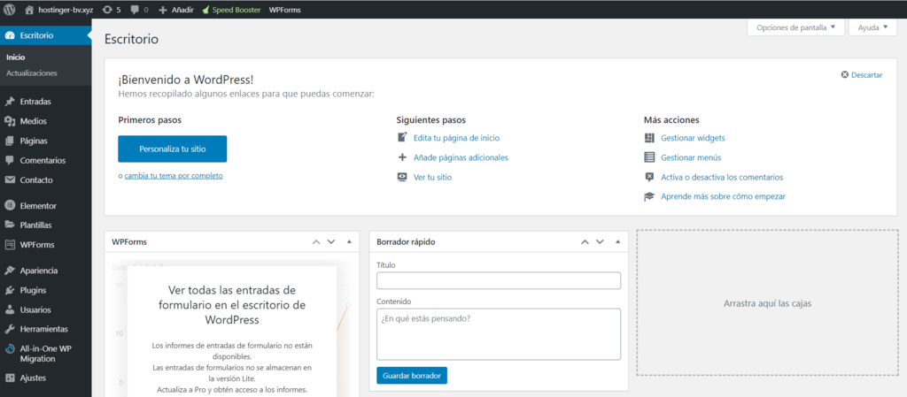 Panel de control de WordPress