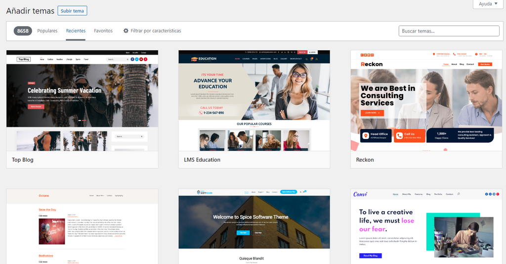 A&ntilde;adir temas en WordPress
