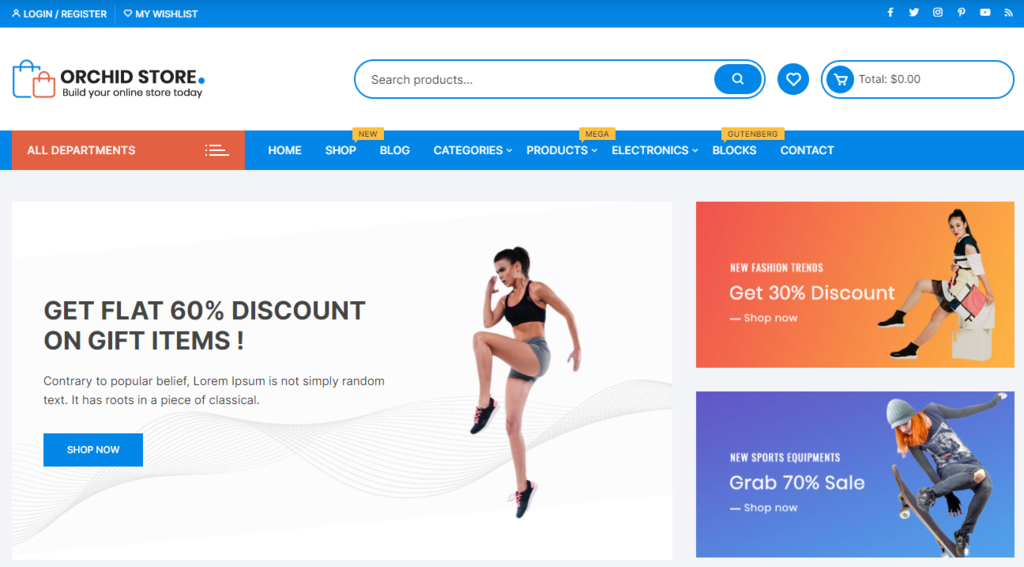 Ejemplo del tema Orchid Store