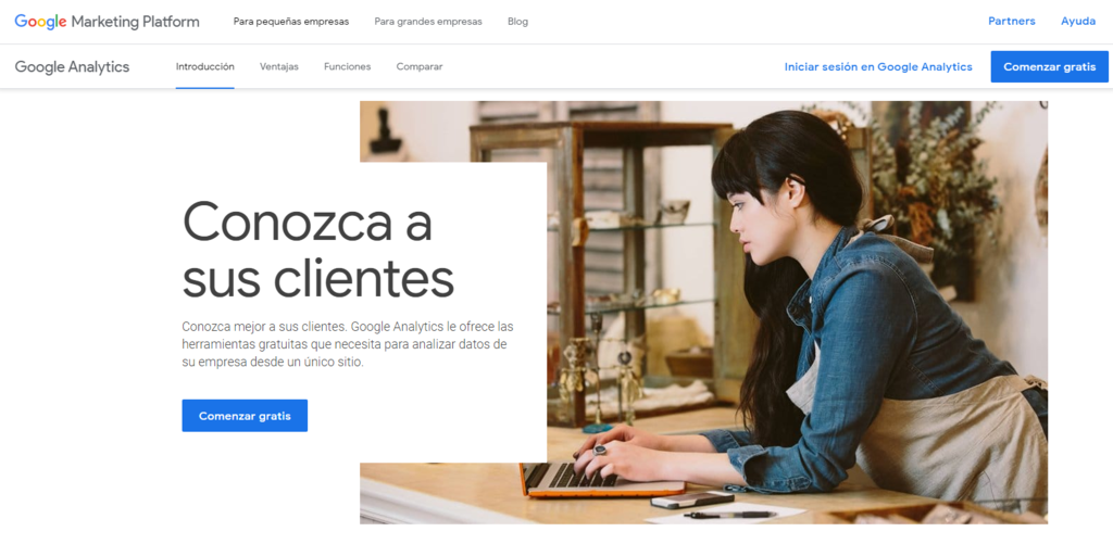 P&aacute;gina de inicio de Google Analytics