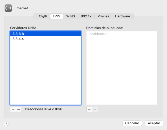 Cambiar DNS en Mac