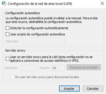Configuraci&oacute;n de LAN en Windows