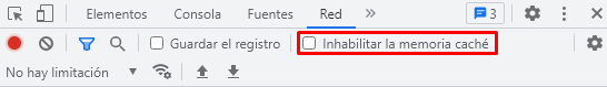 Inhabilitar la memoria cach&eacute; en la secci&oacute;n Red de las herramientas del desarrollador en Chrome