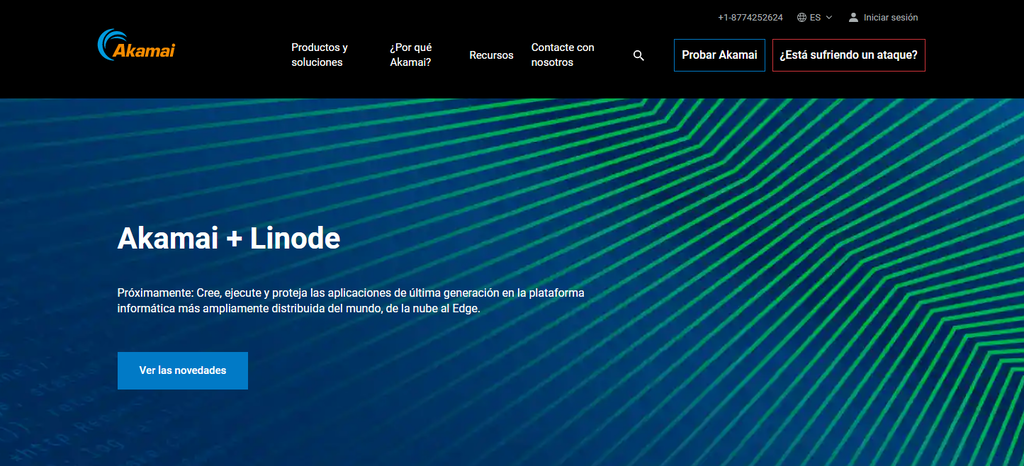 P&aacute;gina de inicio de Akamai