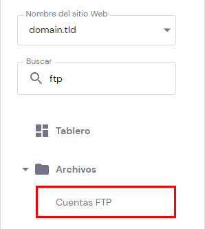 El bot&oacute;n de cuentas FTP en hPanel