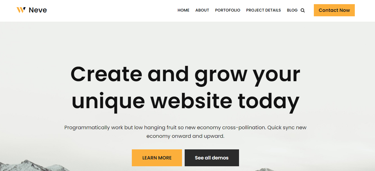 Sitio web del tema Neve