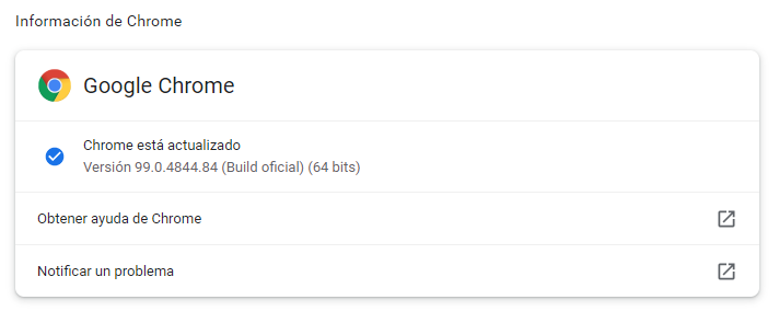 Verificar la versi&oacute;n de google chrome