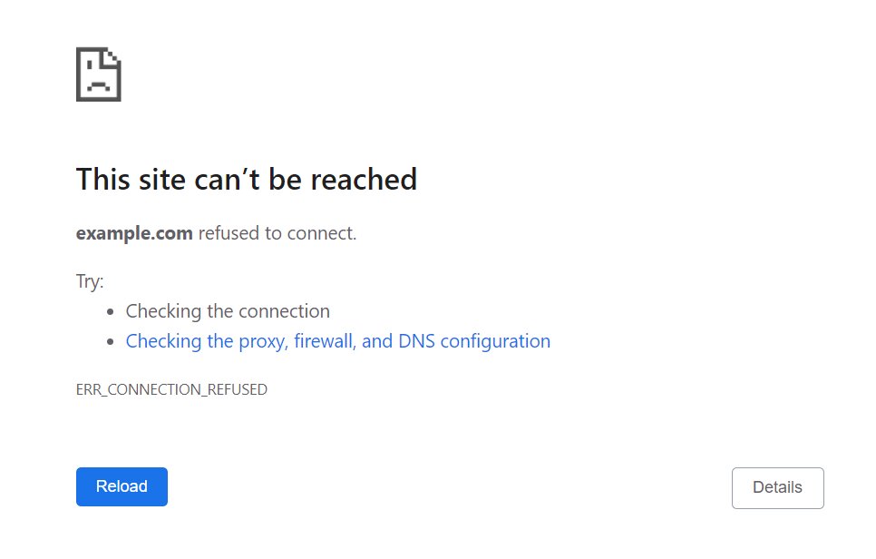 Mensaje de ERR_CONNECTION_REFUSED en Chrome