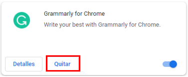 Quitar una extensión en Chrome