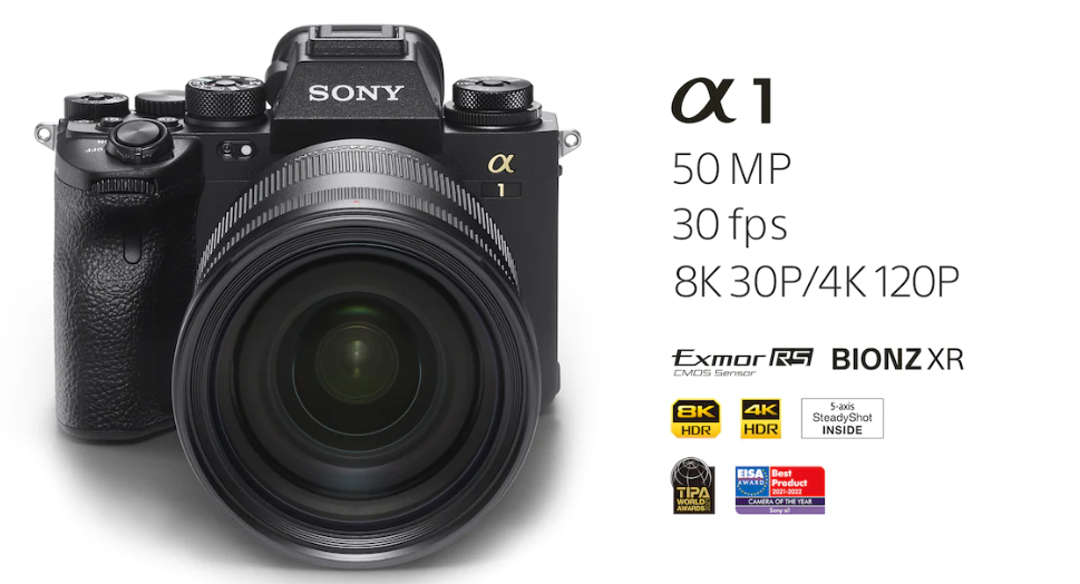 Cámara sony mostrando los premios que ha ganado