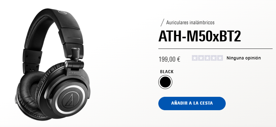 Visualización página de producto Audio Technica