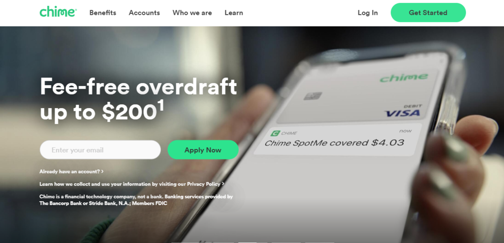 P&aacute;gina de inicio Chime