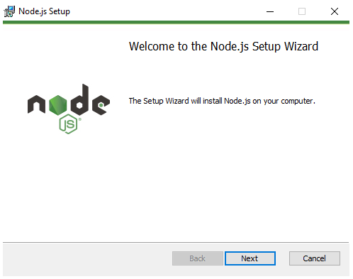 Ventana para empezar configuraci&oacute;n de Nodejs