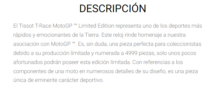 Ejemplo de edición limitada de Tissot