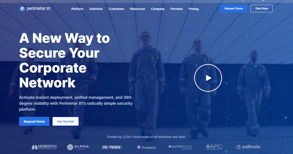 P&aacute;gina de inicio de Perimeter 81