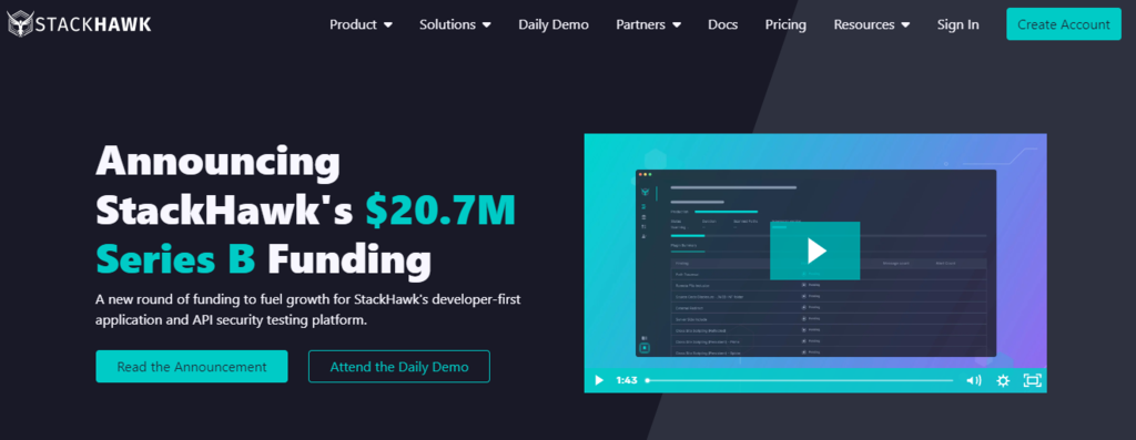 P&aacute;gina de inicio de StackHawk
