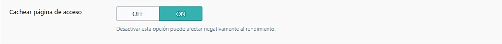 P&aacute;gina de configuraci&oacute;n de Cach&eacute; de LiteSpeed, secci&oacute;n Cachear p&aacute;gina de acceso