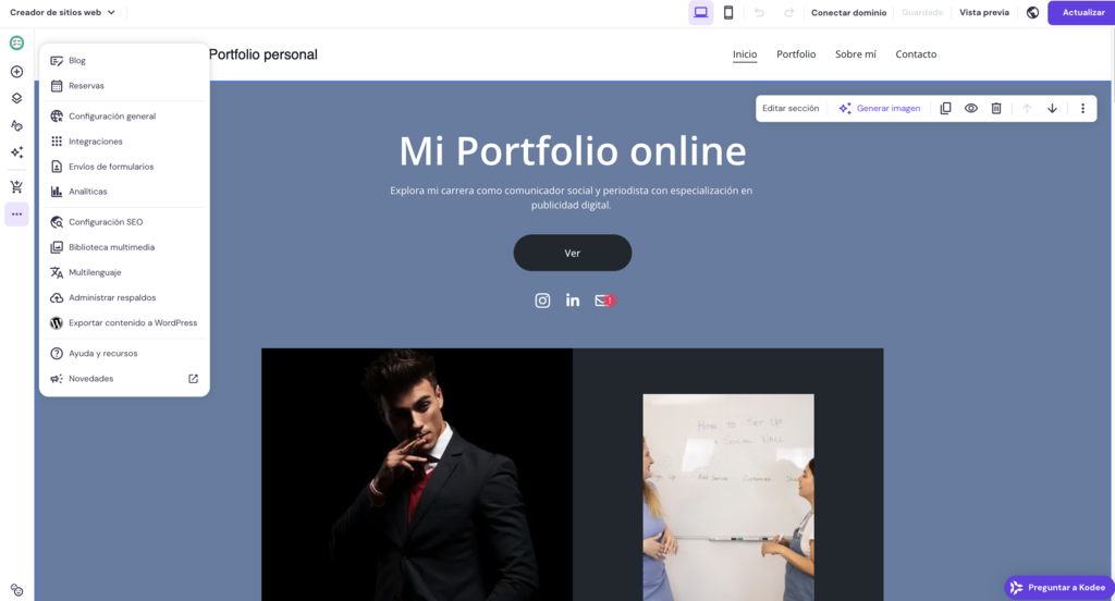Ejemplo de sitio web en HWB