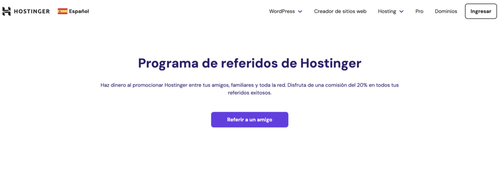 Programa de referidos de Hostinger