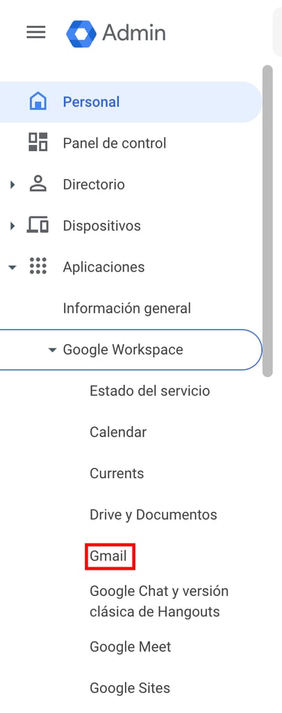 Botón de Gmail de Google Workspace